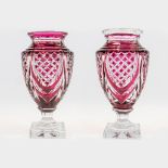 A collection of 2 exceptional and large Val Saint Lambert crystal vases, model Jupiter. Marked on ba