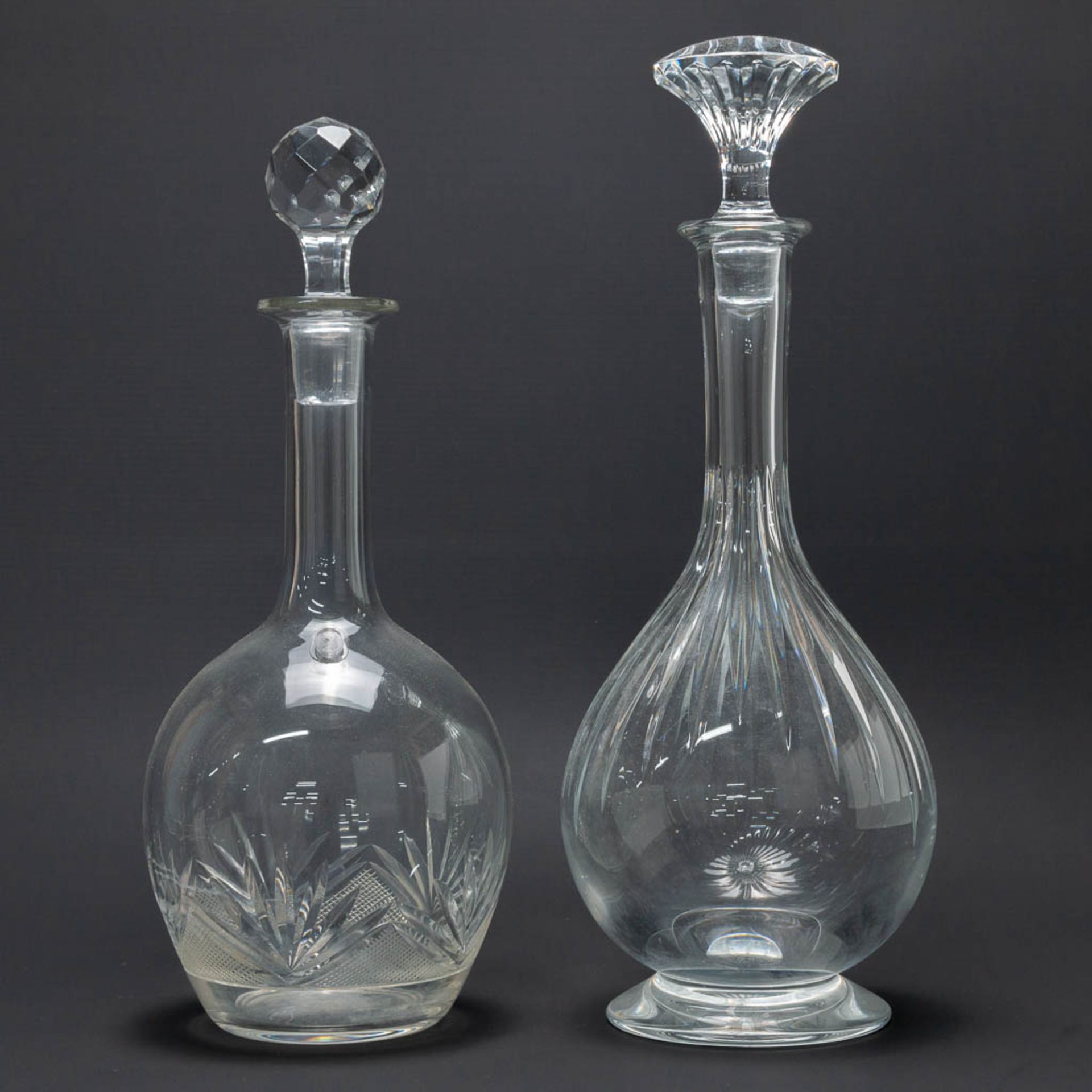 An assembled collection of 3 Baccarat decanters, a glass decanter and a Barbini Murano glass paperwe - Image 2 of 19