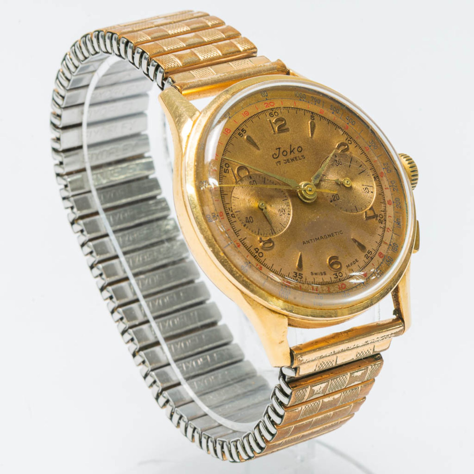 A Chronograph suisse mens's wristwatch marked Joco with an 18 karat gold case. Chronograph in workin - Bild 3 aus 6