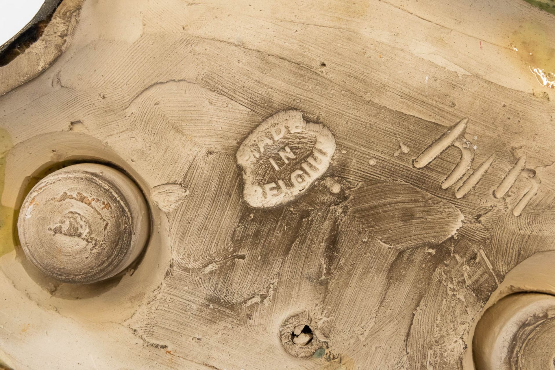 An ink set made of Flemish Earthenware with an owl figurine and marked Made in Belgium, most likely - Image 16 of 16