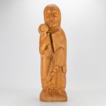 A wood sculptured figurine of Saint Peter, Peter the Apostle with a key. 20th century. (15 x 19 x 70