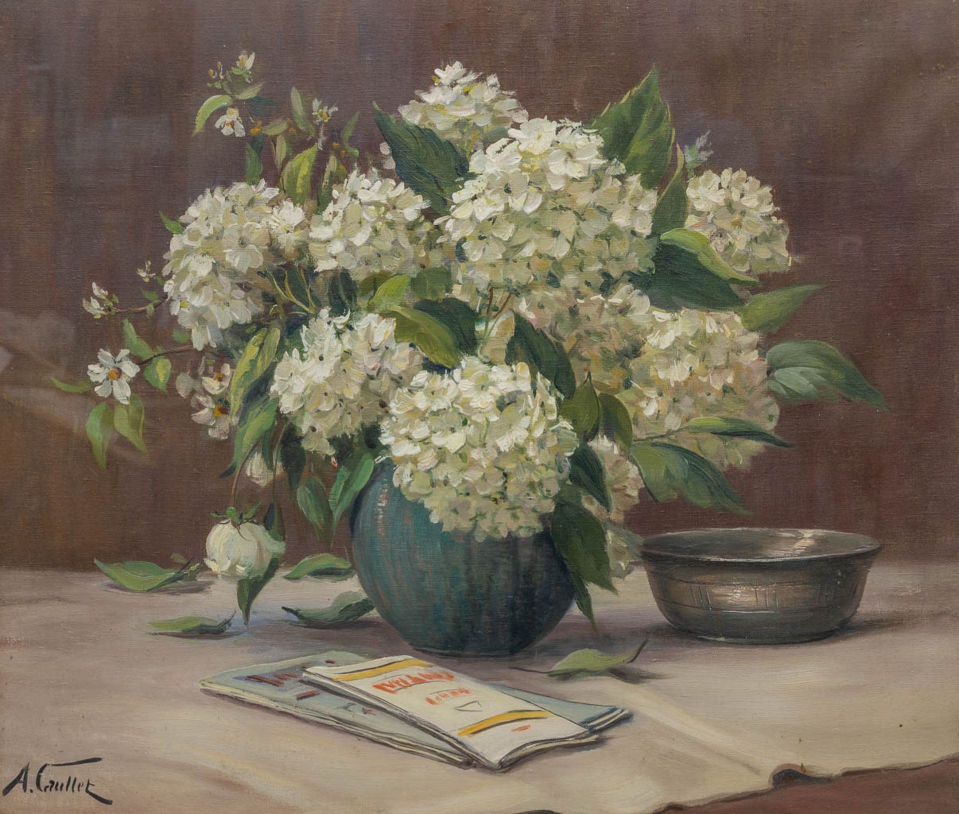 Albert CAULLET (1875-1950) still life with flowers, oil on canvas. (67 x 57 cm)