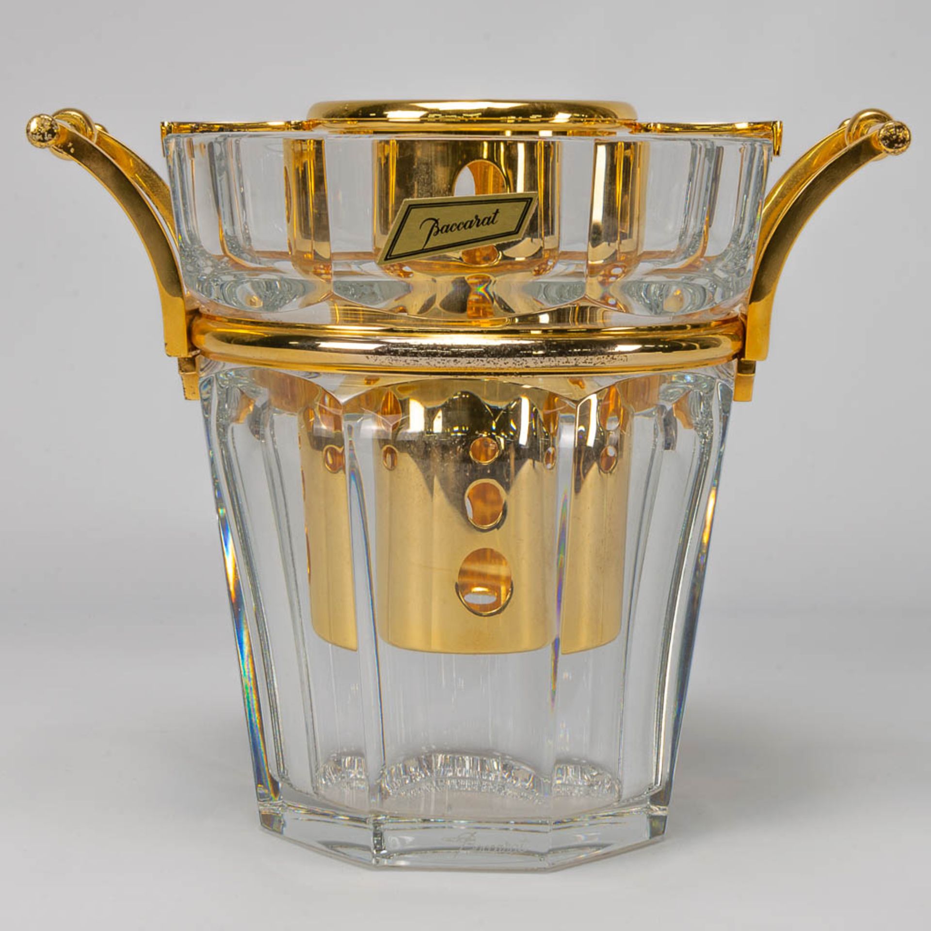 A Baccarat wine cooler or Champage bucket, made of Crystal with gold plated metal in the original bo - Image 9 of 12