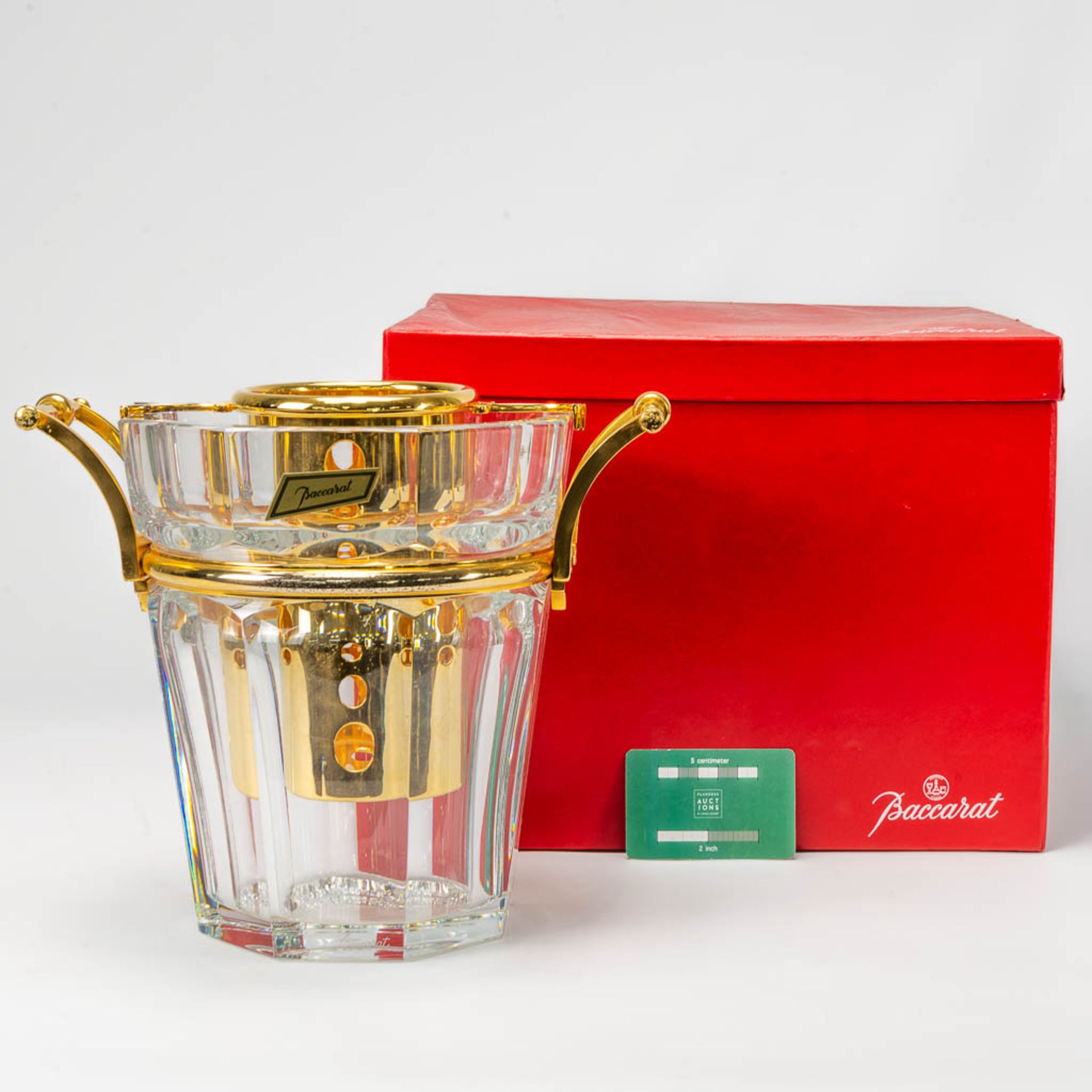 A Baccarat wine cooler or Champage bucket, made of Crystal with gold plated metal in the original bo - Bild 2 aus 12