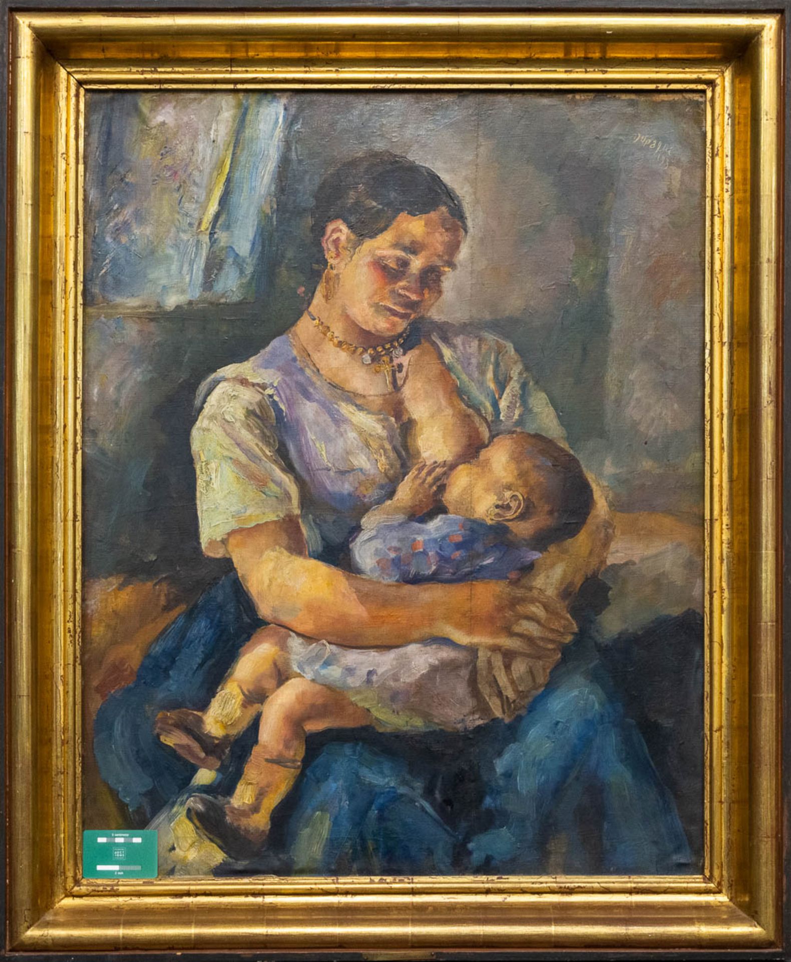 Adrien DUPAGNE (1889-1980) Mother nursing the child, oil on canvas, 1943. (74 x 92 cm) - Image 3 of 7
