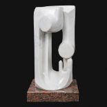 Gérard HOLMENS (1934-1995) an abstract sculpture made of polished white Carrara marble. (25 x 28 x 6