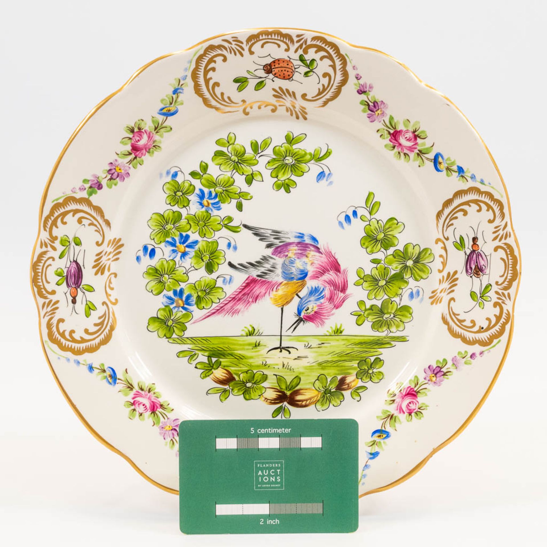 A collection of 2 pairs of faience display plates with hand-painted decor and made in Clamecy, Franc - Image 9 of 17