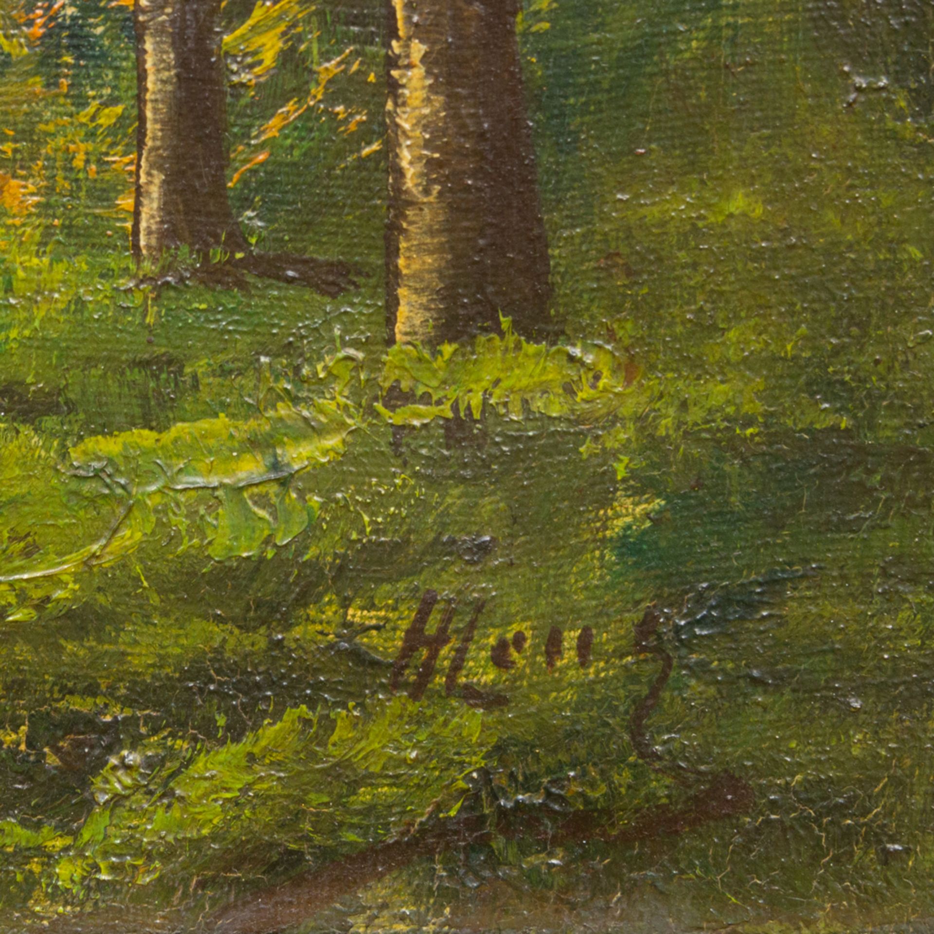 Armand HEINS (1856-1938) a painting of a lady in a forest, oil on canvas. (35 x 25 cm) - Bild 4 aus 6