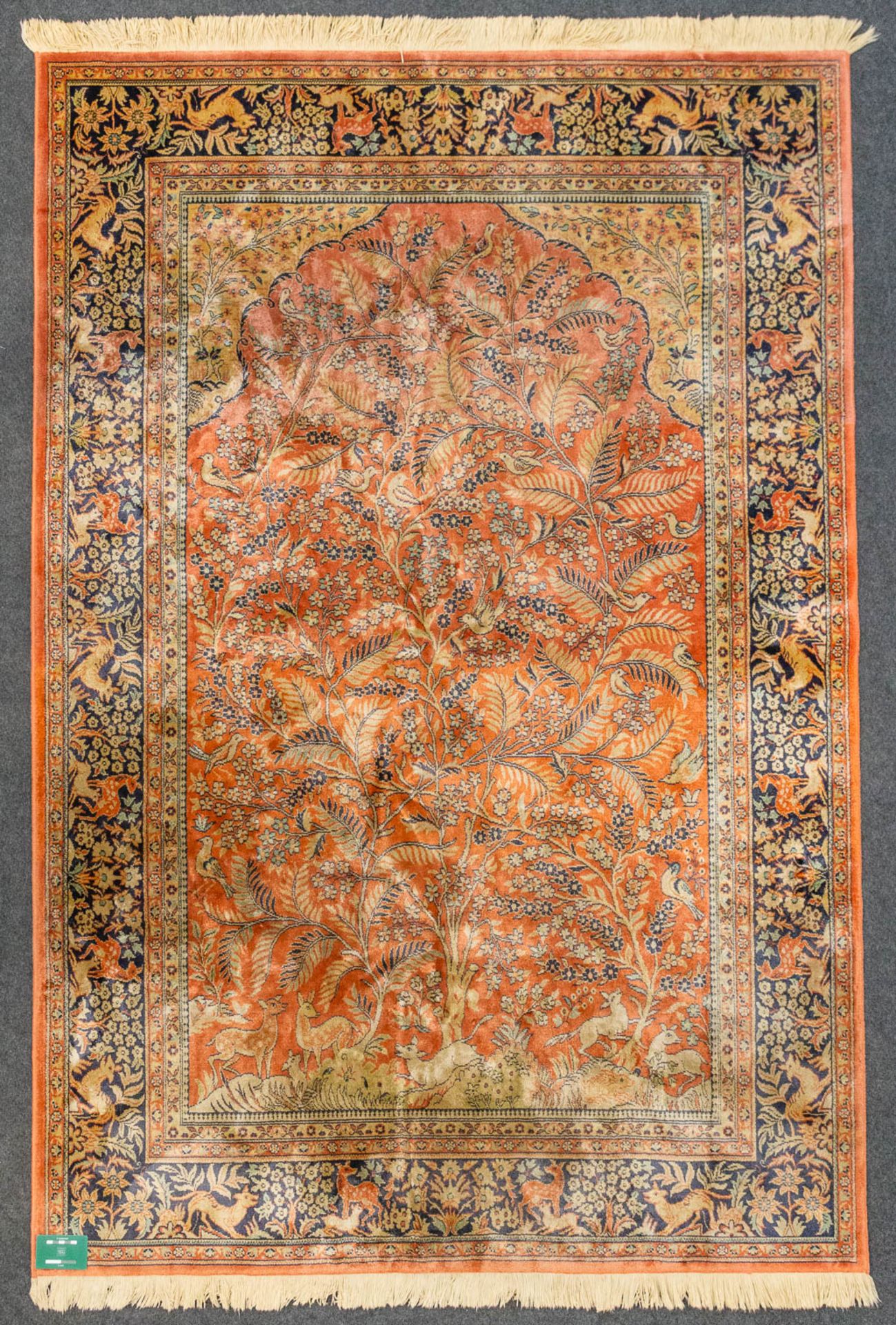 An Oriental carpet 'The Tree of life' Ghom, made of silk and wool. (138 x 200 cm). - Bild 2 aus 9
