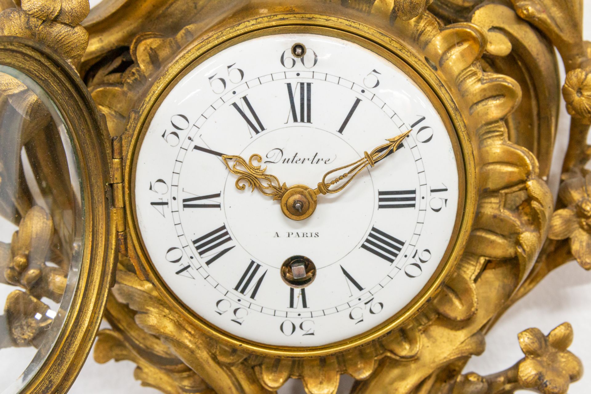A small cartel clock made of bronze in Louis XV style, Dutertre ˆ Paris and marked Marti 1889. 19th - Image 14 of 14