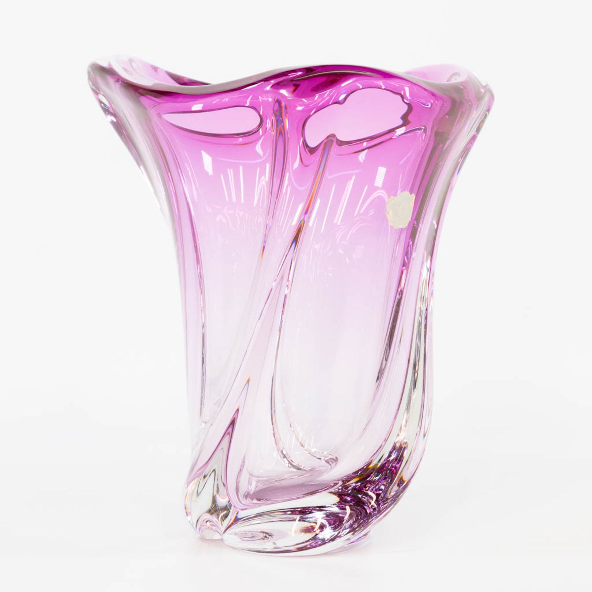 A large vase made of colored crystal. Marked Val Saint Lambert, and made in Belgium. (23 x 23 x 26 c - Bild 5 aus 12