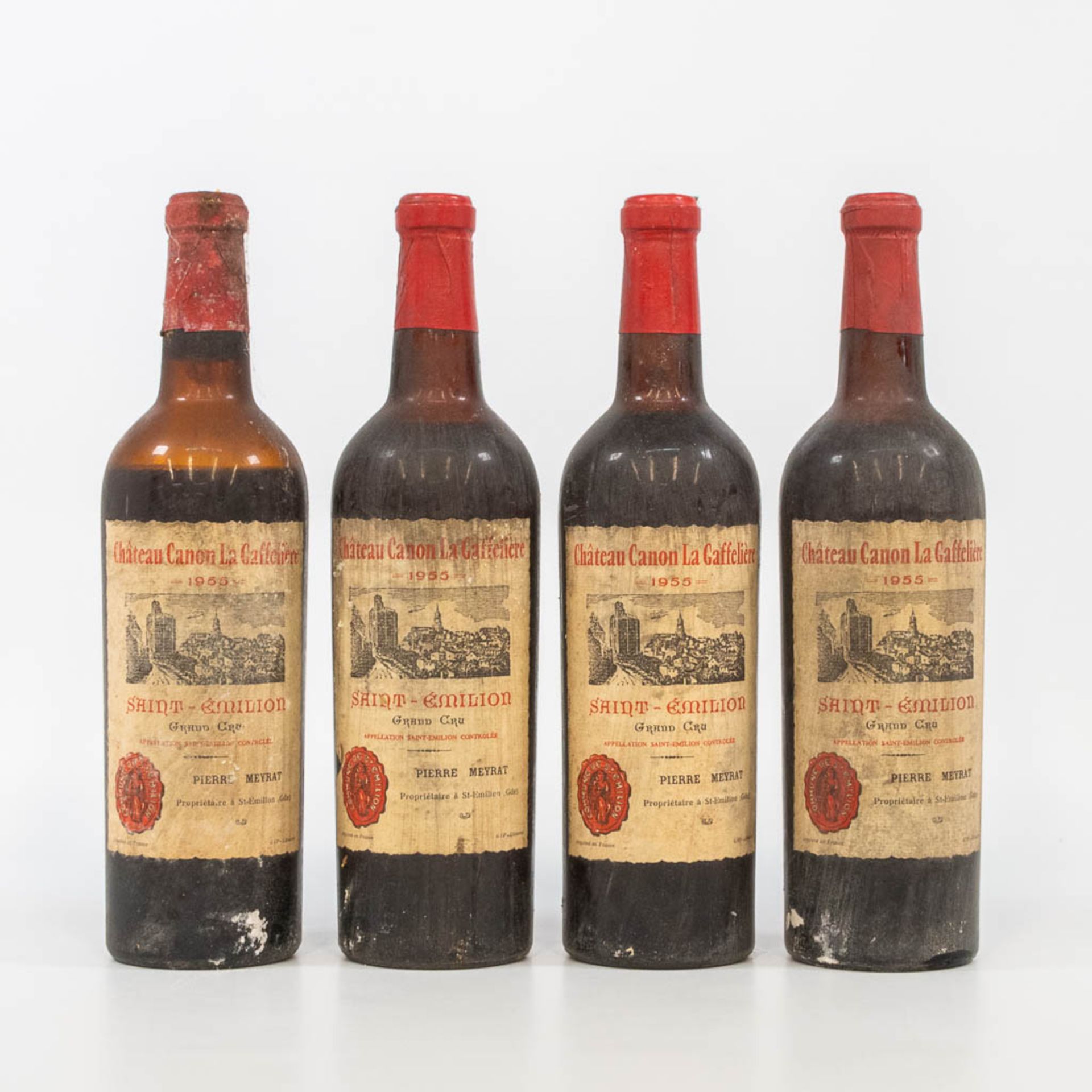 A collection of 4 bottles Chateau Canon la Gaffelire 1955.