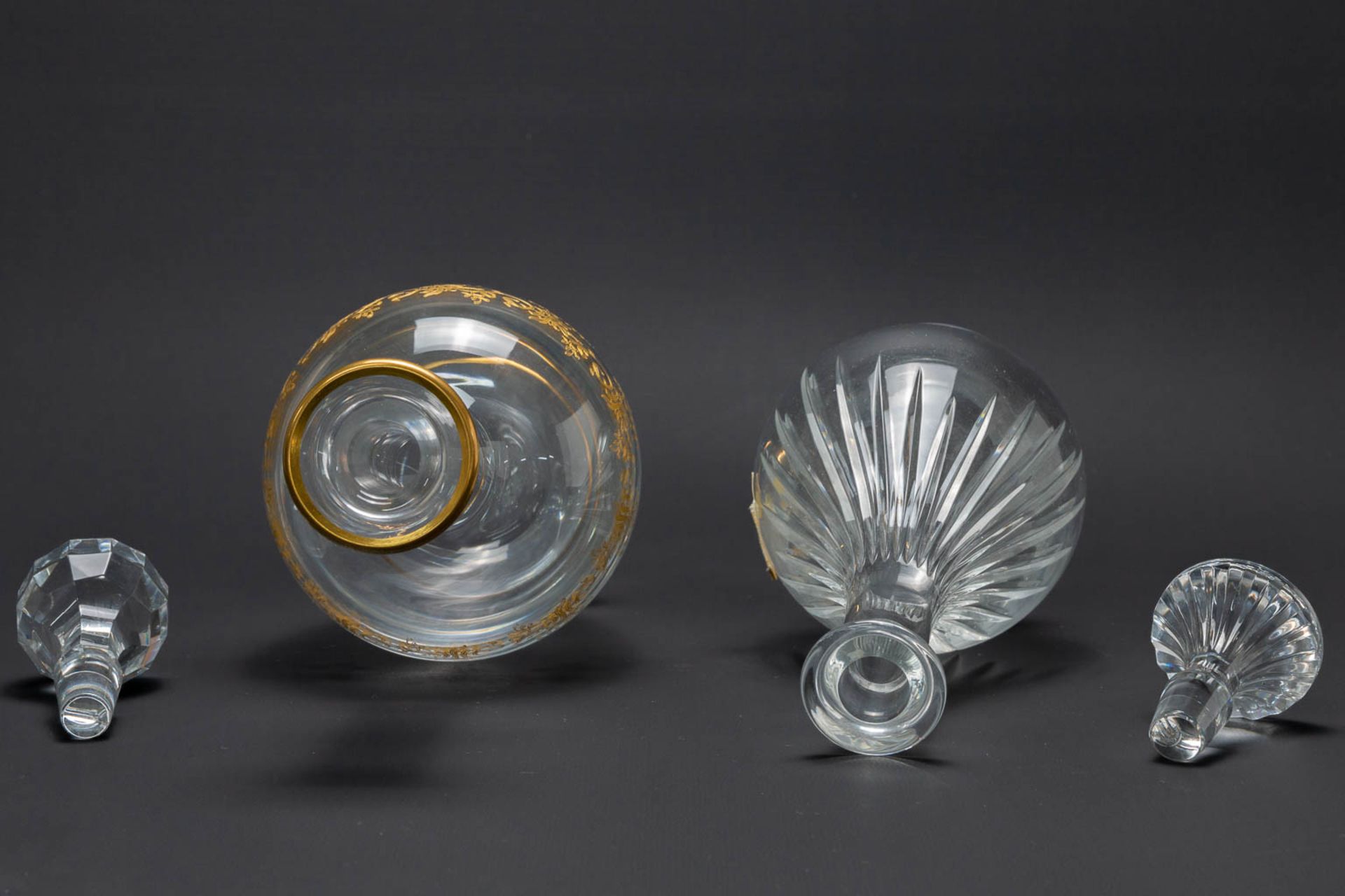 An assembled collection of 3 Baccarat decanters, a glass decanter and a Barbini Murano glass paperwe - Image 14 of 19