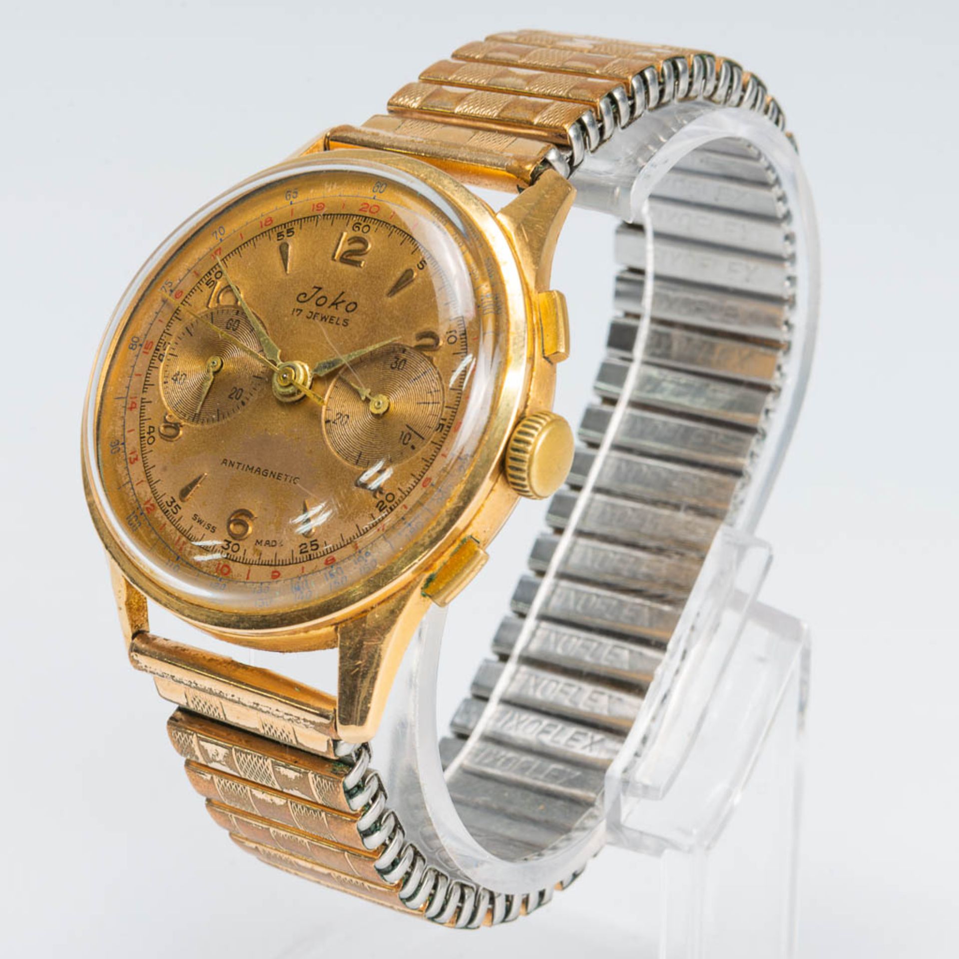 A Chronograph suisse mens's wristwatch marked Joco with an 18 karat gold case. Chronograph in workin - Bild 2 aus 6
