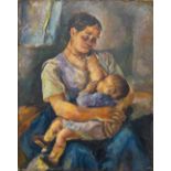 Adrien DUPAGNE (1889-1980) Mother nursing the child, oil on canvas, 1943. (74 x 92 cm)