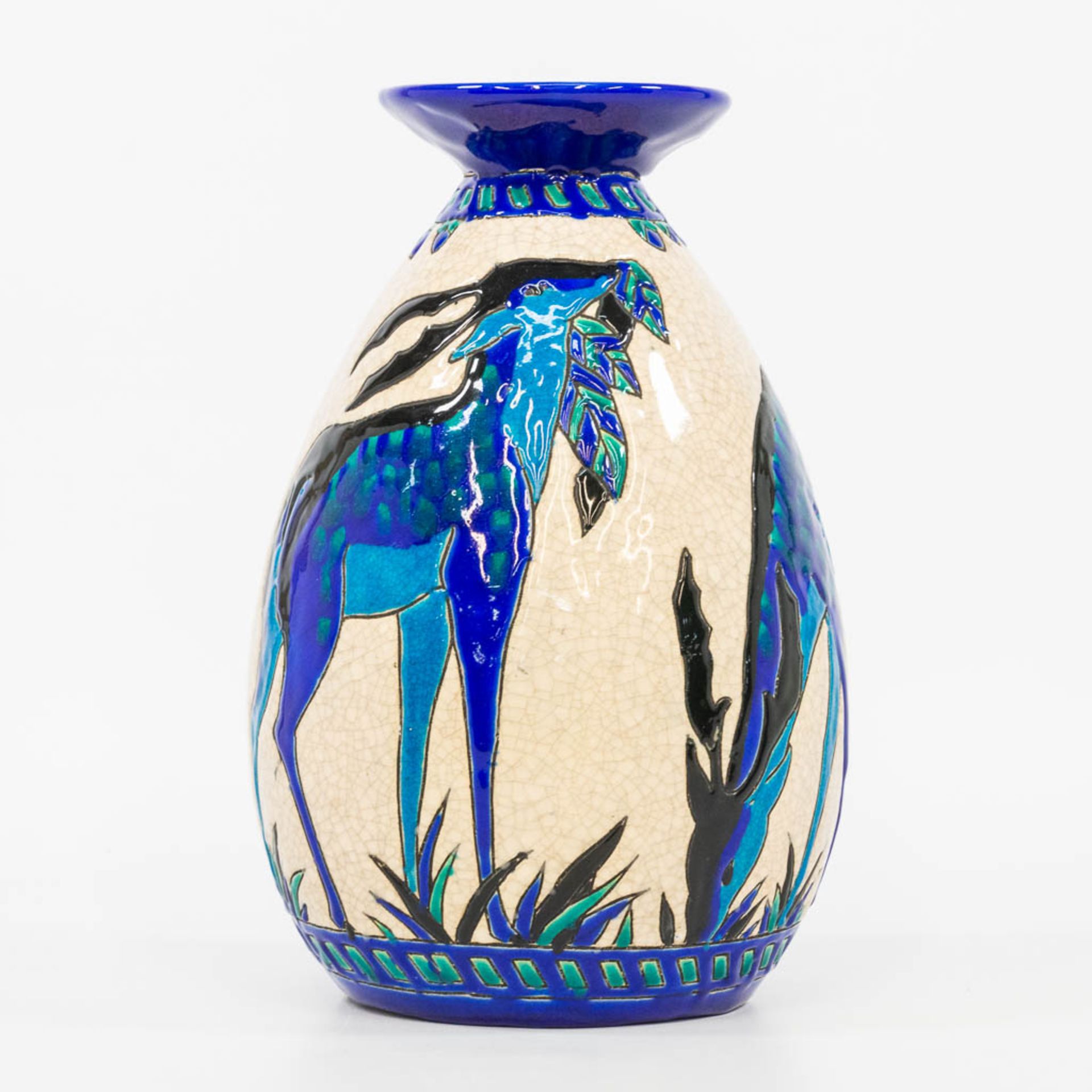 Charles CATTEAU (1880-1966) a glazed ceramic vase with decor 943 and made by Boch. (26,5 x 17 cm) - Bild 7 aus 13