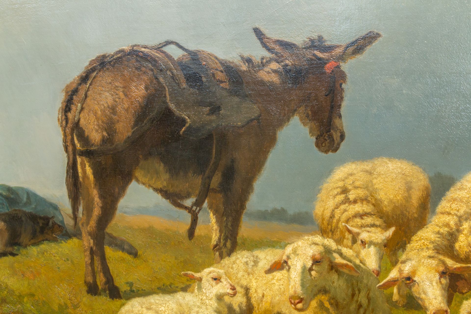 Edouard WOUTERMAERTENS (1819-1897) An antique landscape with sheep, a donkey and a resting herder. O - Bild 7 aus 10