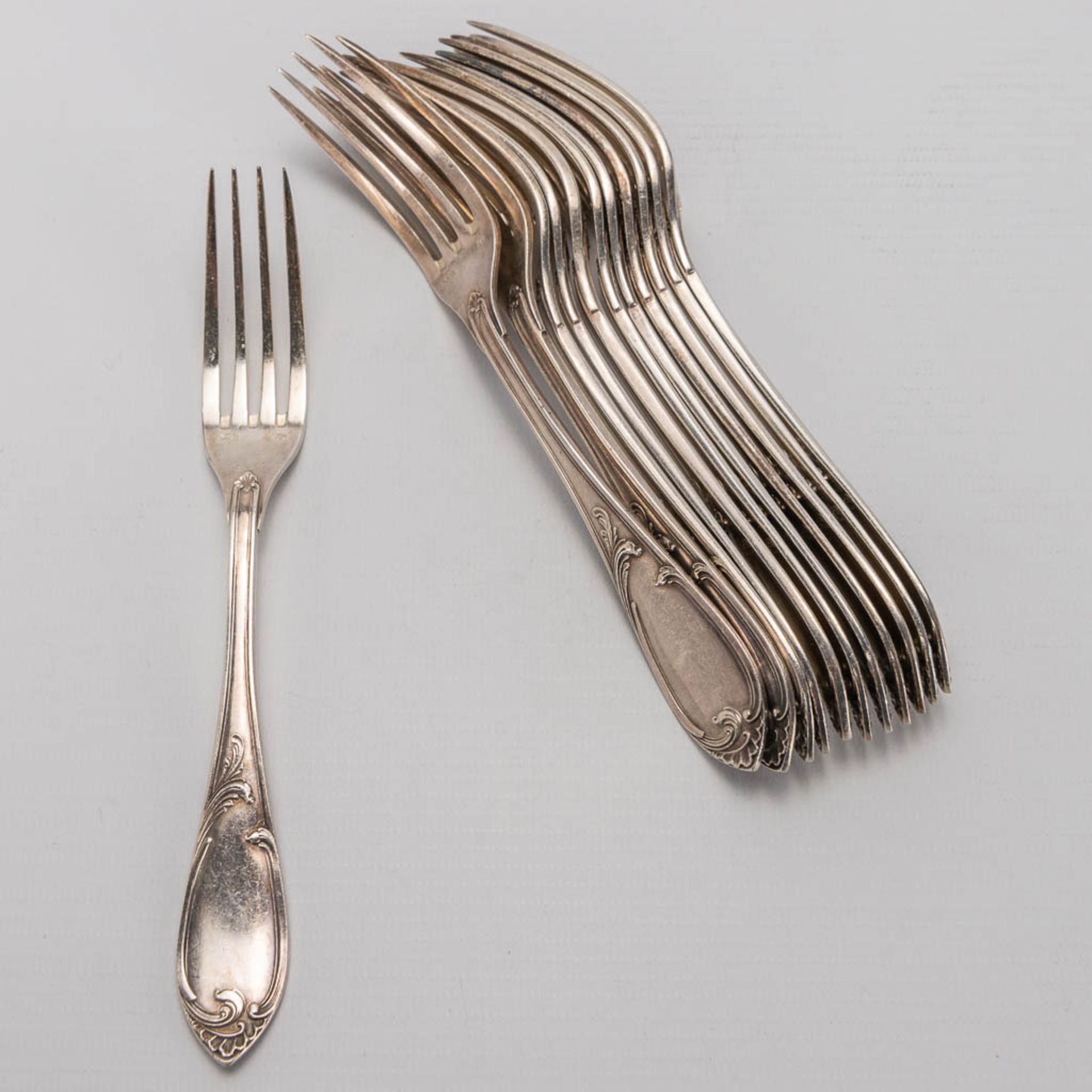 A silver-plated flatware cutler, Wiskemann Brussels, 94-pieces, Art Nouveau style.  - Bild 19 aus 25