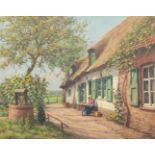Albert CAULLET (1875-1950) 'The farm view', oil on canvas. (100 x 80 cm)
