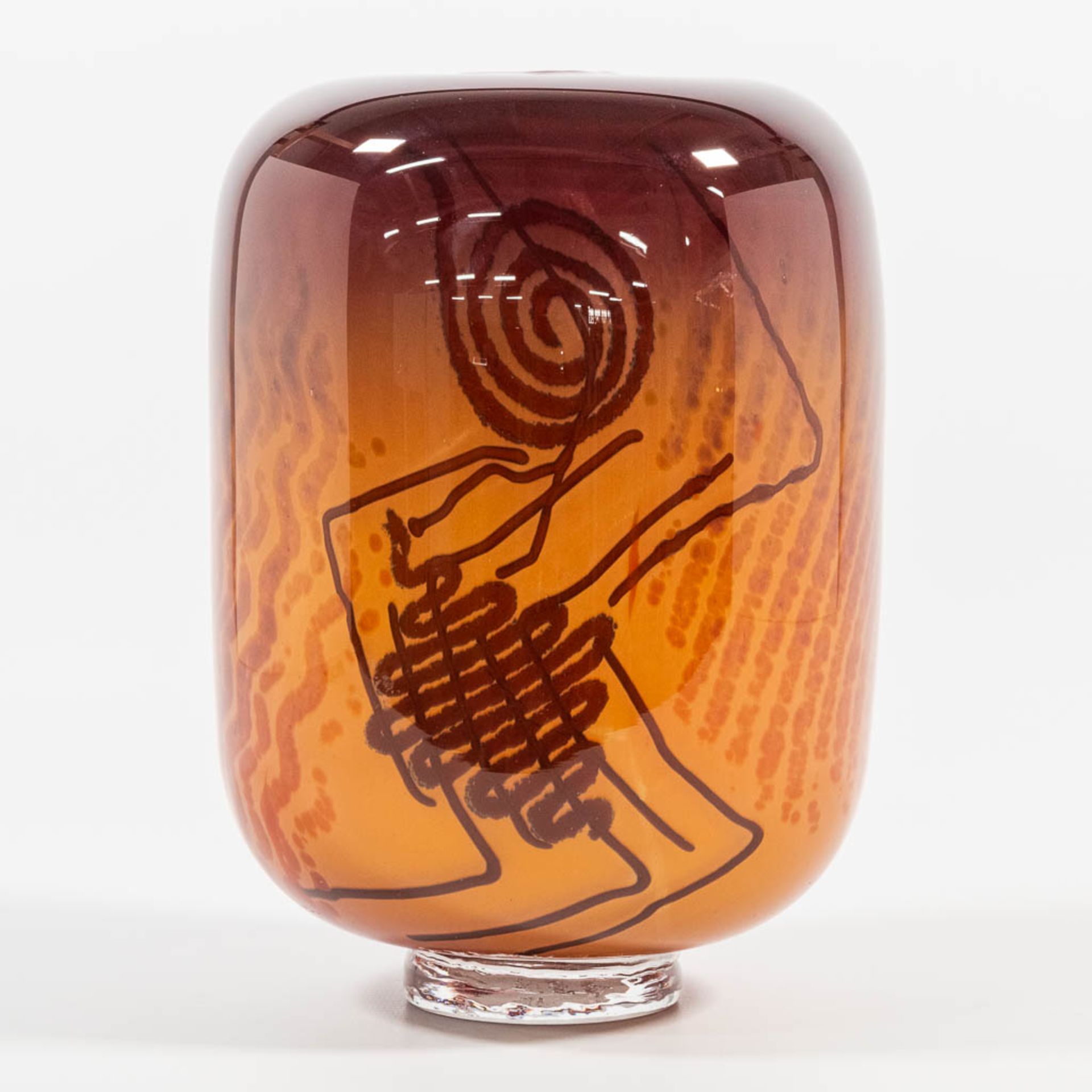 Nicolas MORIN (1959) A studio glass vase with Graal Technique. (22 x 16 cm)