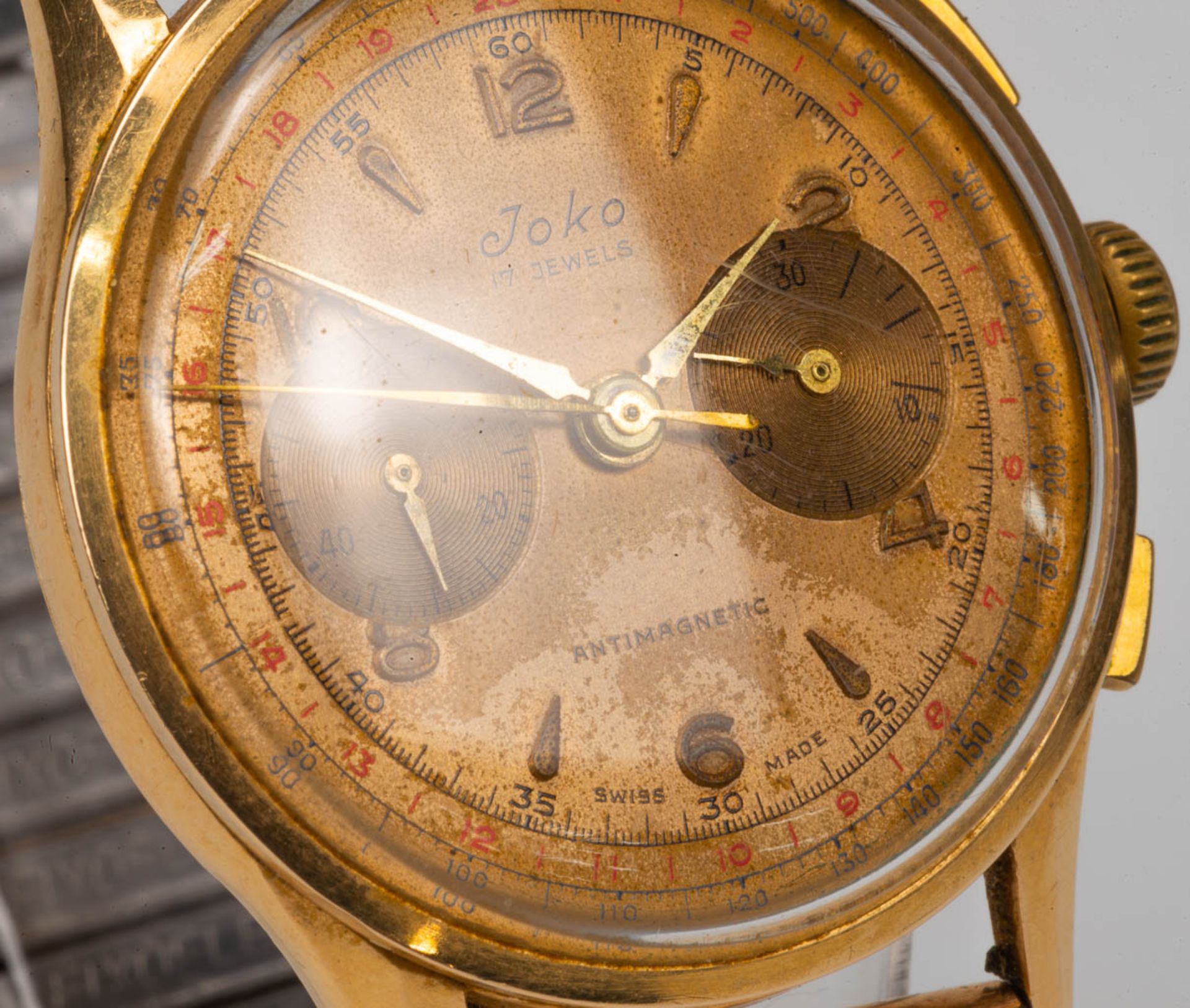 A Chronograph suisse mens's wristwatch marked Joco with an 18 karat gold case. Chronograph in workin - Bild 6 aus 6