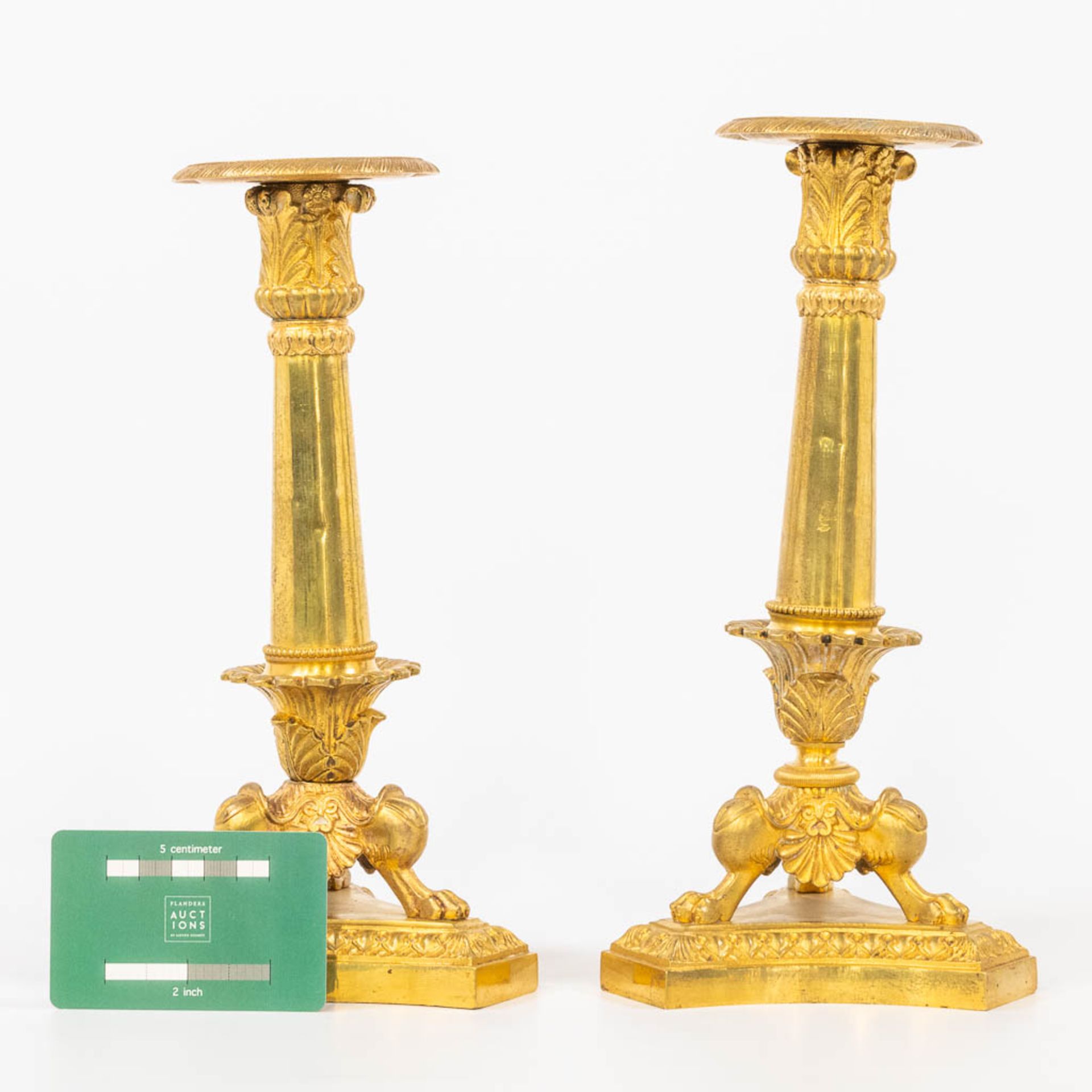 A pair of candlesticks, made in Empire style and made during the second half of the 19th century. (2 - Bild 6 aus 13