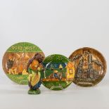 A collection of 3 display plates and a firewood gatherer, made in Flemish Earthenware. (3,5 x 26 cm)