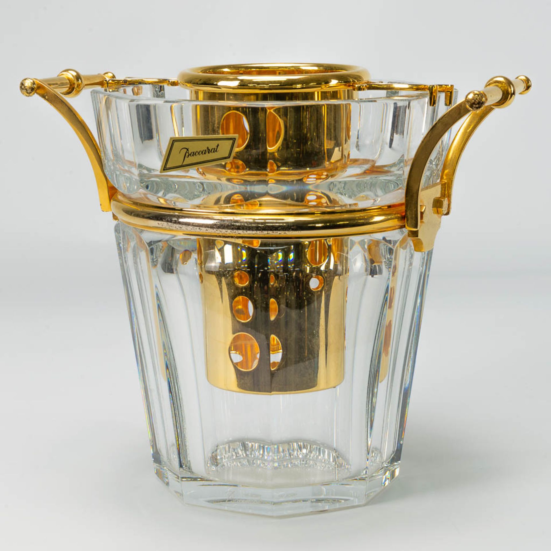 A Baccarat wine cooler or Champage bucket, made of Crystal with gold plated metal in the original bo - Image 4 of 12