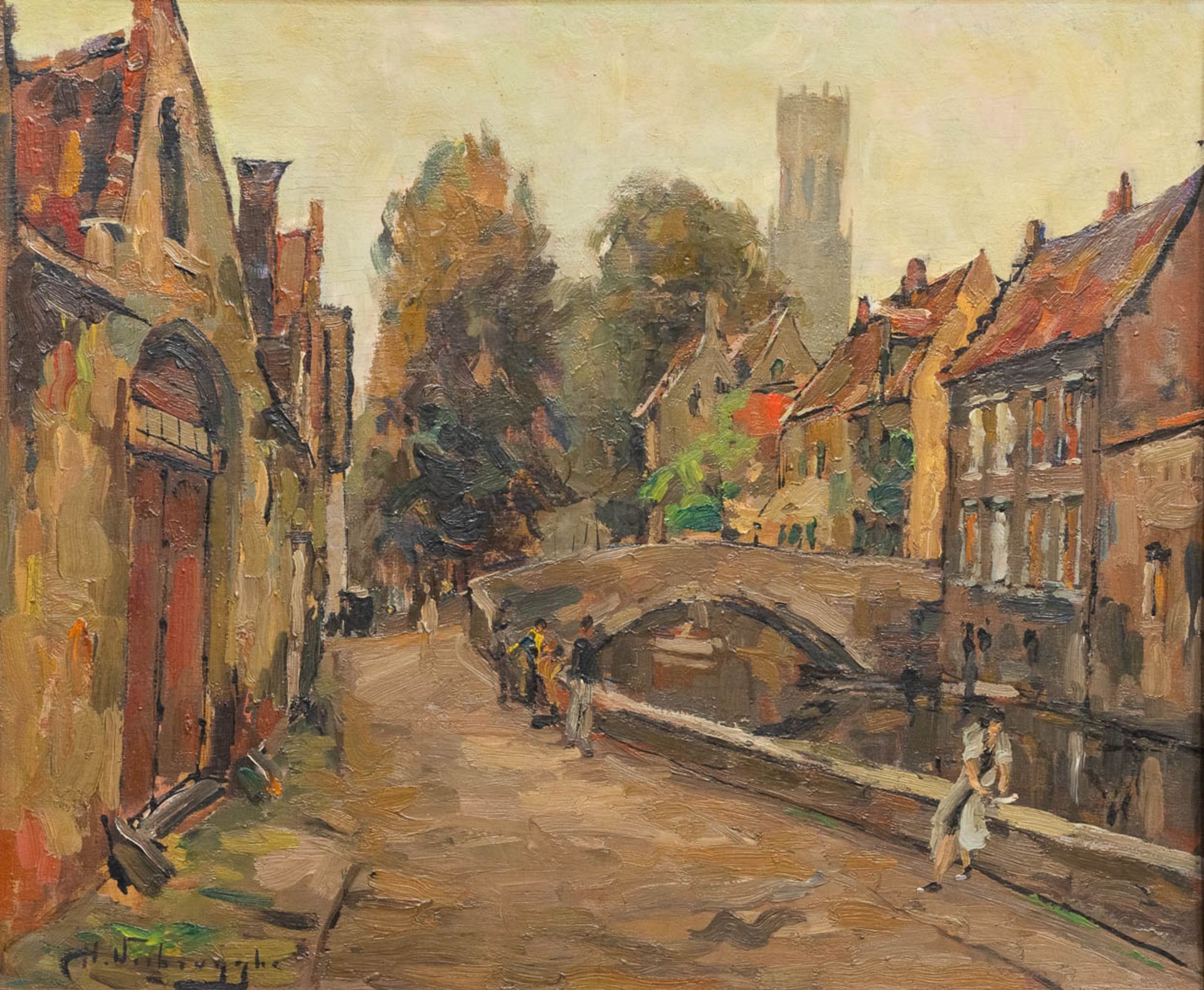 Charles Henri VERBRUGGHE (1877-1974) Bruges, oil on panel. (55 x 46 cm) - Image 4 of 6