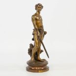 Adrien Etienne GAUDEZ (1845-1902) 'Devoir', a bronze statue. 19th century. (11 x 11 x 31 cm)