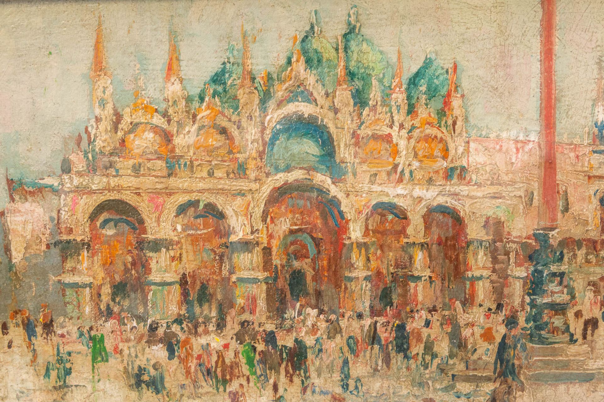 Charles Henri VERBRUGGHE (1877-1974) San Marco square in Venice, oil on panel. (25,5 x 17 cm) - Bild 6 aus 6