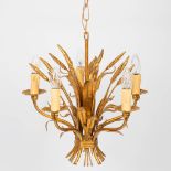 A mid-century chandelier made of brass and decorated with wheat, the second half of the 20th century