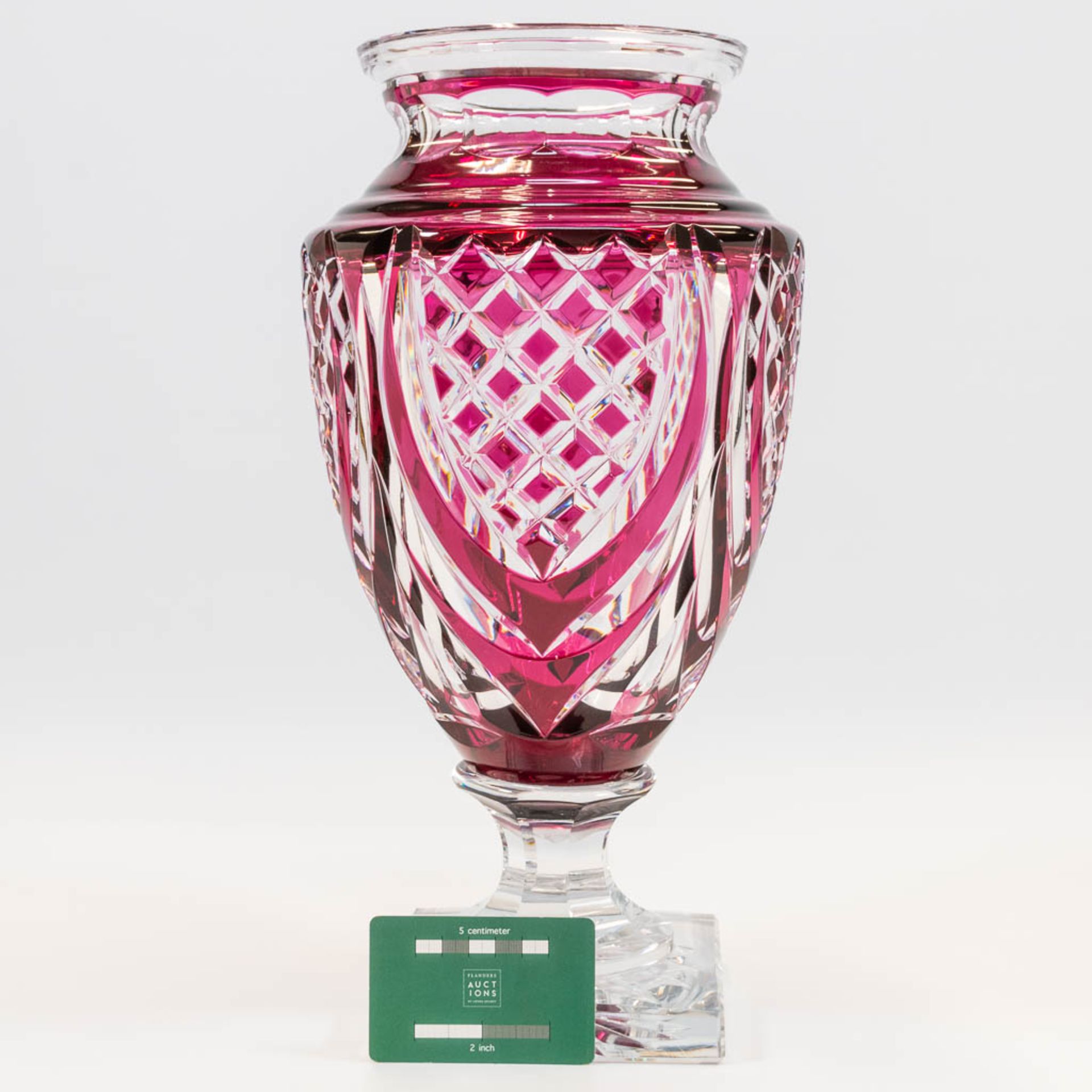 A collection of 2 exceptional and large Val Saint Lambert crystal vases, model Jupiter. Marked on ba - Image 18 of 31