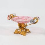 A bowl mounted with bronze and decorated with porcelain, made of glass in Murano, The second half of