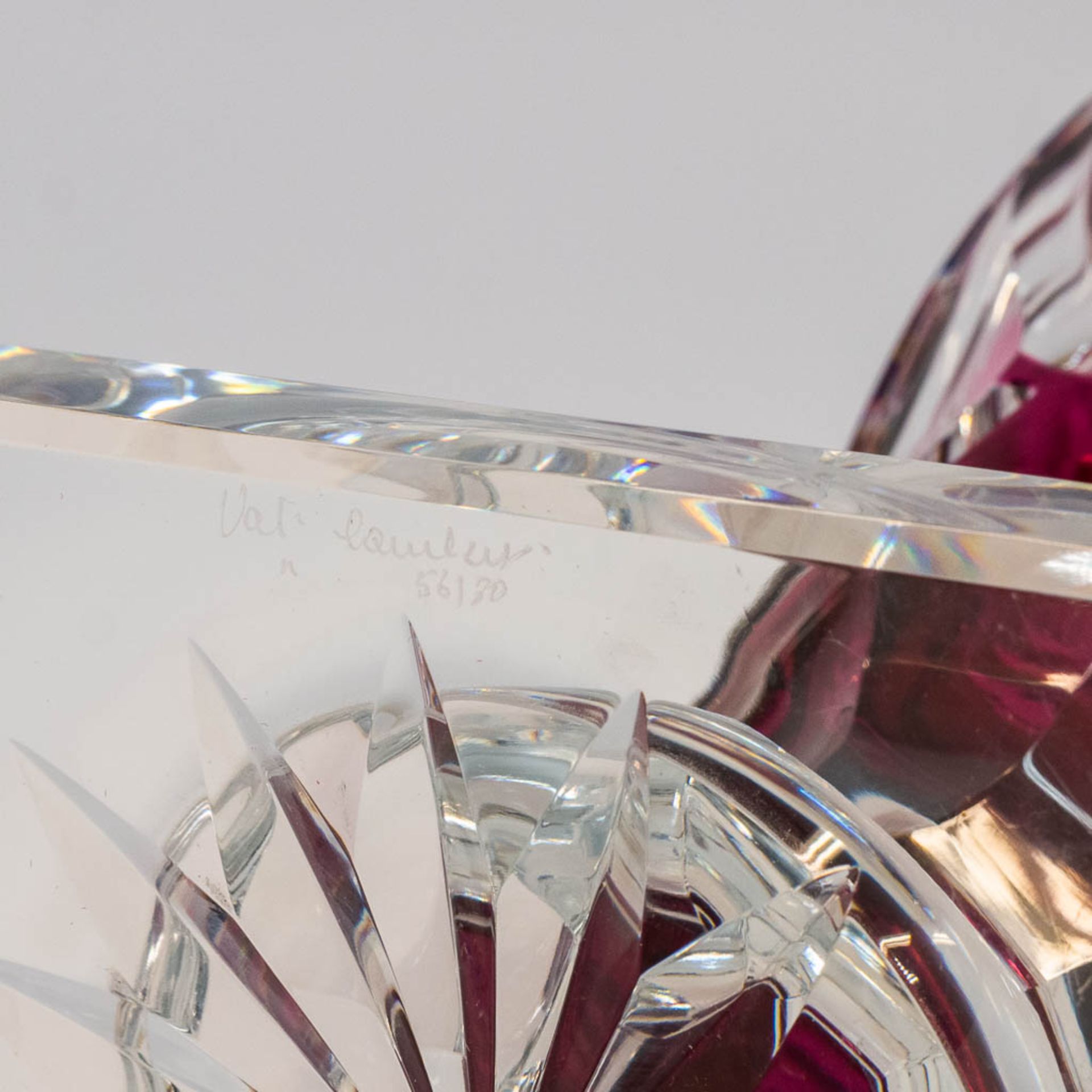 A collection of 2 exceptional and large Val Saint Lambert crystal vases, model Jupiter. Marked on ba - Image 5 of 31