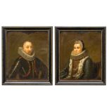 No signature found, A fine pair of pendant portraits of a noble couple, oil on canvas. 17th century.