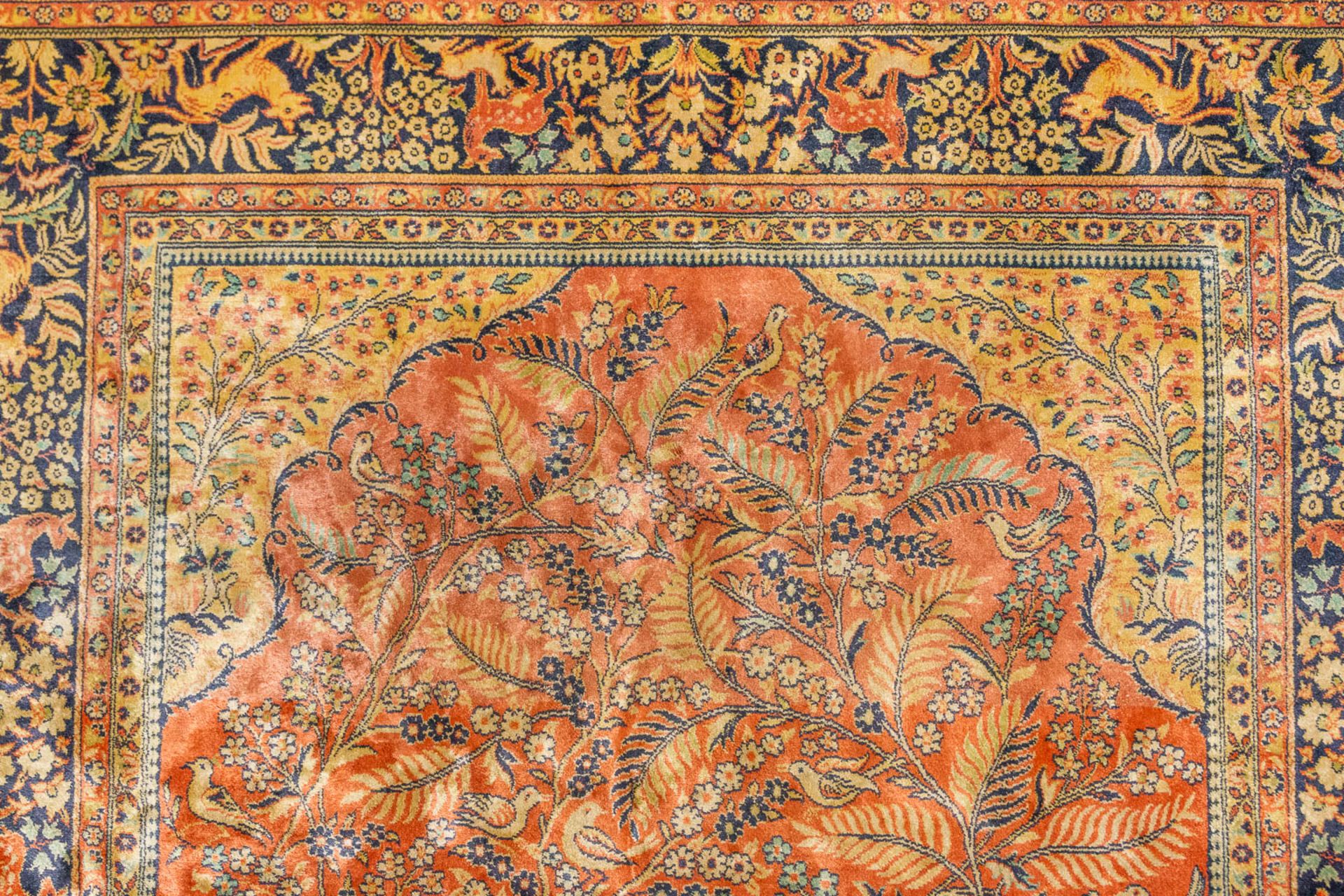 An Oriental carpet 'The Tree of life' Ghom, made of silk and wool. (138 x 200 cm). - Bild 6 aus 9