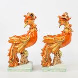 A pair of Chinese porcelain Phoenixes. 20th century. (8 x 18 x 31 cm)