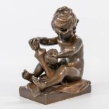 Aristide CROISY (1840-1899) 'The girl washing her toy' or 'La fille qui lave son jouet', a bronze st