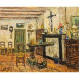 Jehan FRISON (1882-1961) 'Antique Interior', oil on canvas. Linkebeek 1957. (60 x 50 cm)