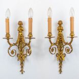 A pair of sconces made of gilt bronze in a Louis XVI style. The second half of the 20th century. (11