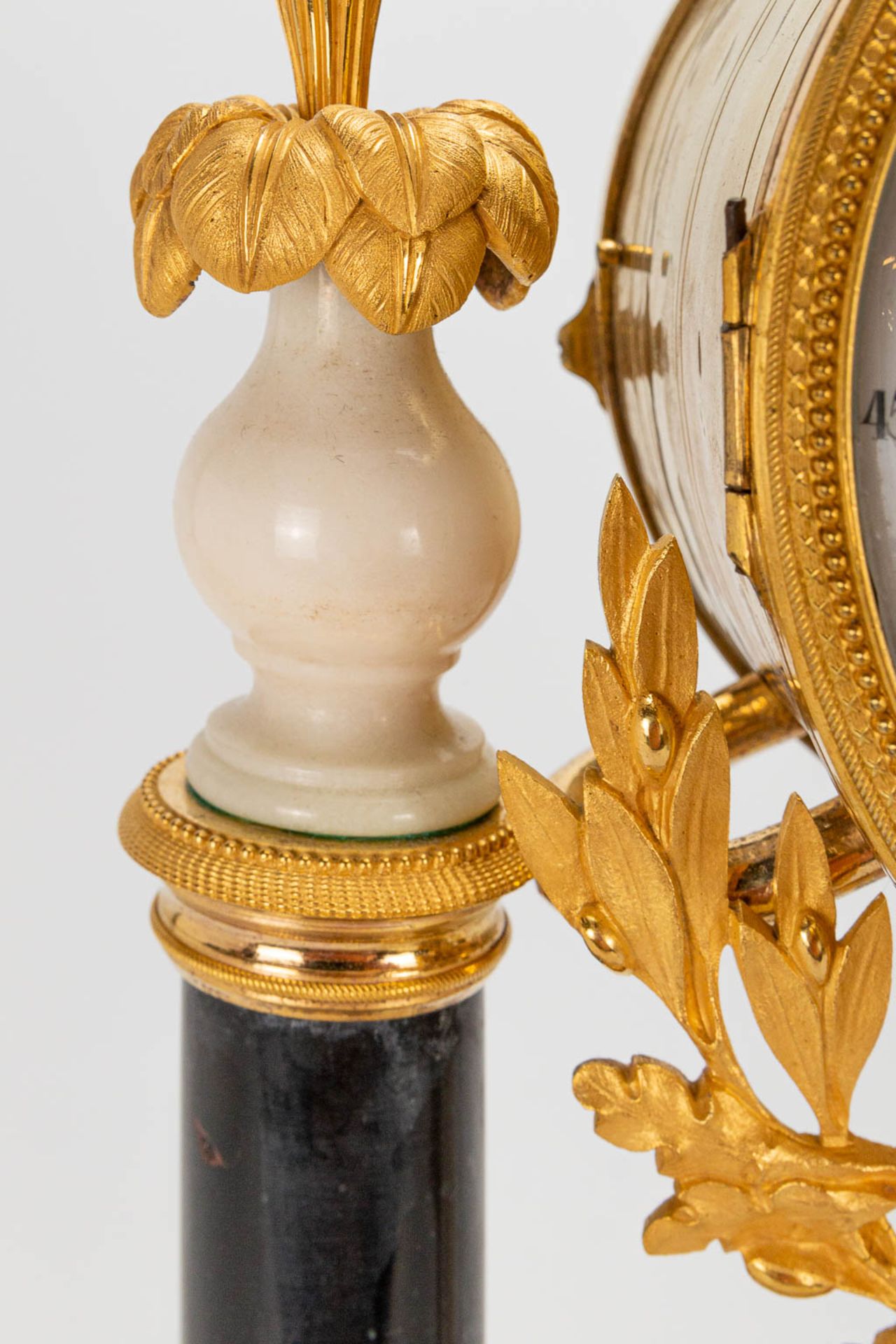 A Louis XVI style column clock made of bronze and marble, with handpainted Limoges plaques and marke - Image 17 of 23