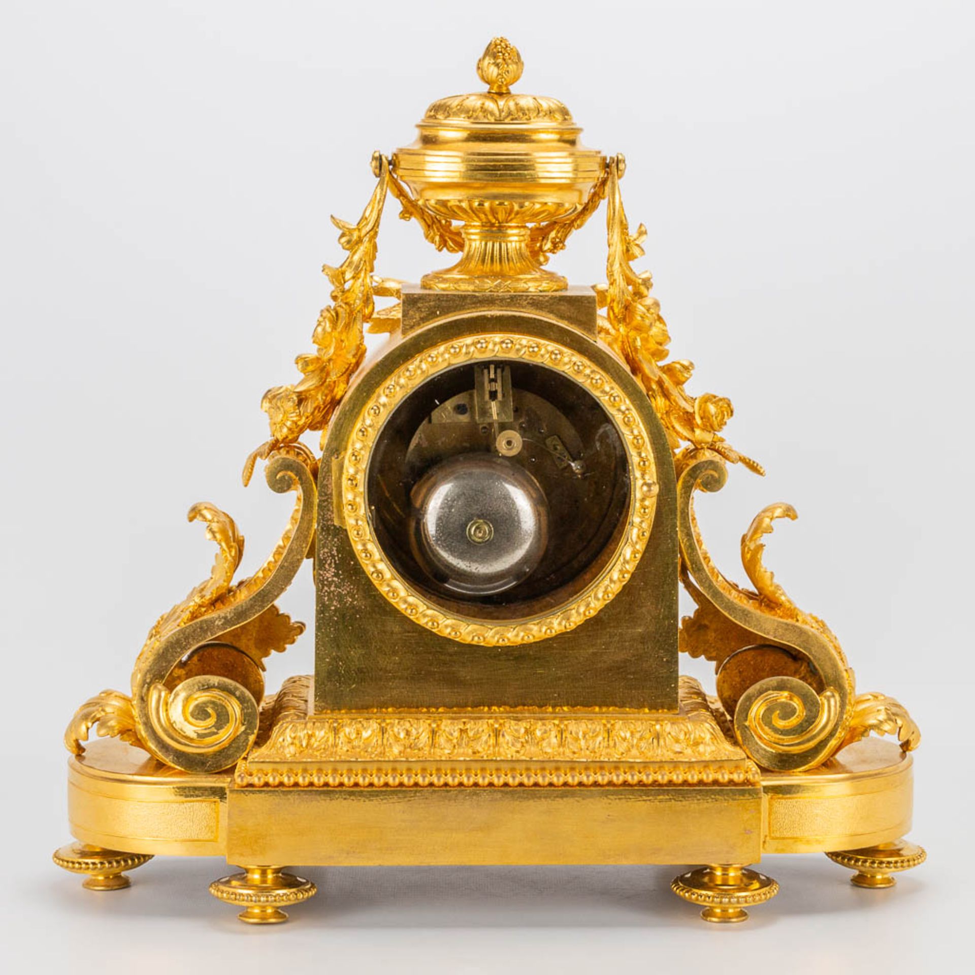 A bronze ormolu table clock made in Louis XVI style. 19th century. (15 x 41 x 42 cm) - Image 10 of 20