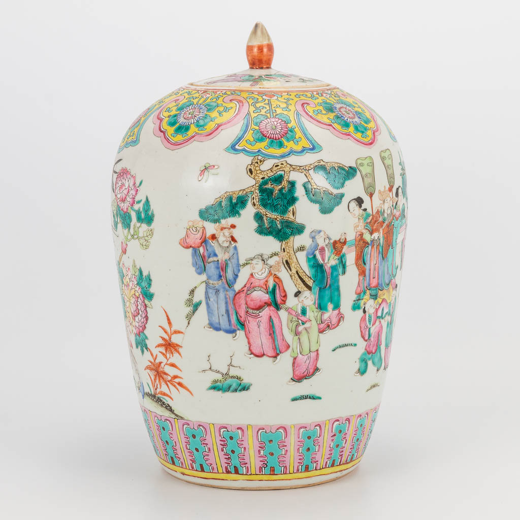 A Chinese porcelain ginger jar with decors of phoenixes and birds, playing children and wise men. 19 - Image 8 of 18