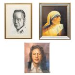 Aime VAN BELLEGHEM (1922-1996) a collection of 3 portraits, 'Will Tura, King Boudewijn, Mother There
