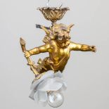 A hall lamp made of bronze with figurative angel. The first half of the 20th century. (26 x 20 x 22