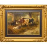 Henry SCHOUTEN (1857/64-1927) 'Les Vaches' a painting of cows, oil on canvas. (90 x 61 cm)