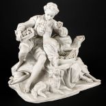 A romantic scene made of biscuit porcelain and marked Sevres. 19th century. (17 x 23 x 22 cm)