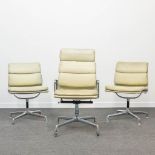 Charles and Ray EAMES (XX-XXI) Soft pad chairs and an executive office chair. Marked Herman Miller,