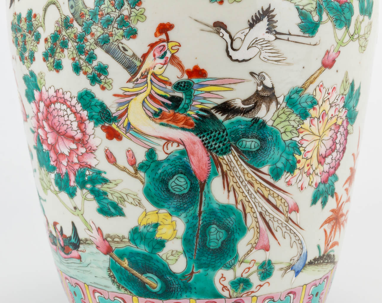 A Chinese porcelain ginger jar with decors of phoenixes and birds, playing children and wise men. 19 - Image 16 of 18